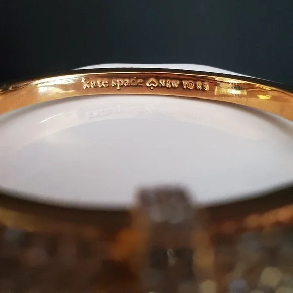 Kate Spade Finishing Touch Bow Hinged Bangle Gold Pave Crystal NWT and Pouch - Picture 9 of 9